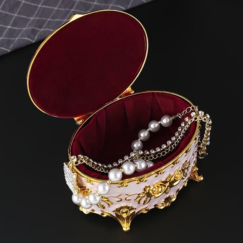 Rosenblumen Schmuckschatulle Retro Heim Waschtisch Metall Aufbewahrungsbox Dekorative Schmuckschatulle für Ringe Ohrringe & Kleine Accessoires
