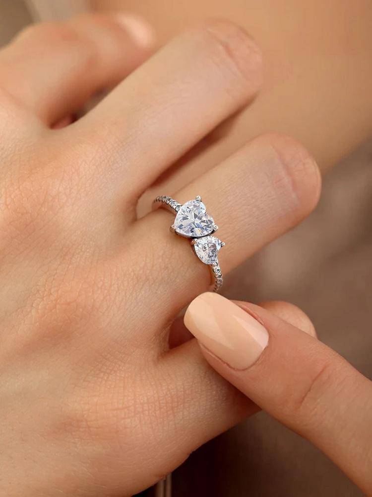 925 Silver Zircon Simplicity Classic Love Heart Ring For Women Engagement Wedding Luxury High Quality Fine Jewelry