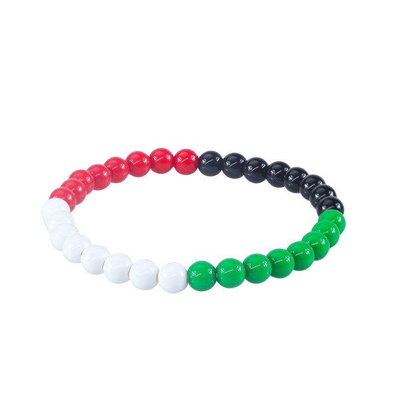 Handgefertigtes verstellbares Armband in den Farben der Flaggen von Palästina, Kuwait, VAE mit buntem Vajra-Knoten