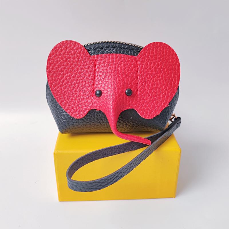 Pu Leather Baby Elephant Coin Purse Women'S Bag Pendant Creative Card Holder Storage Lipstick Envelope Zipper Money Bag