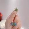Qingxin, natural aquamarine rough stone, earrings, ear hooks, earrings.