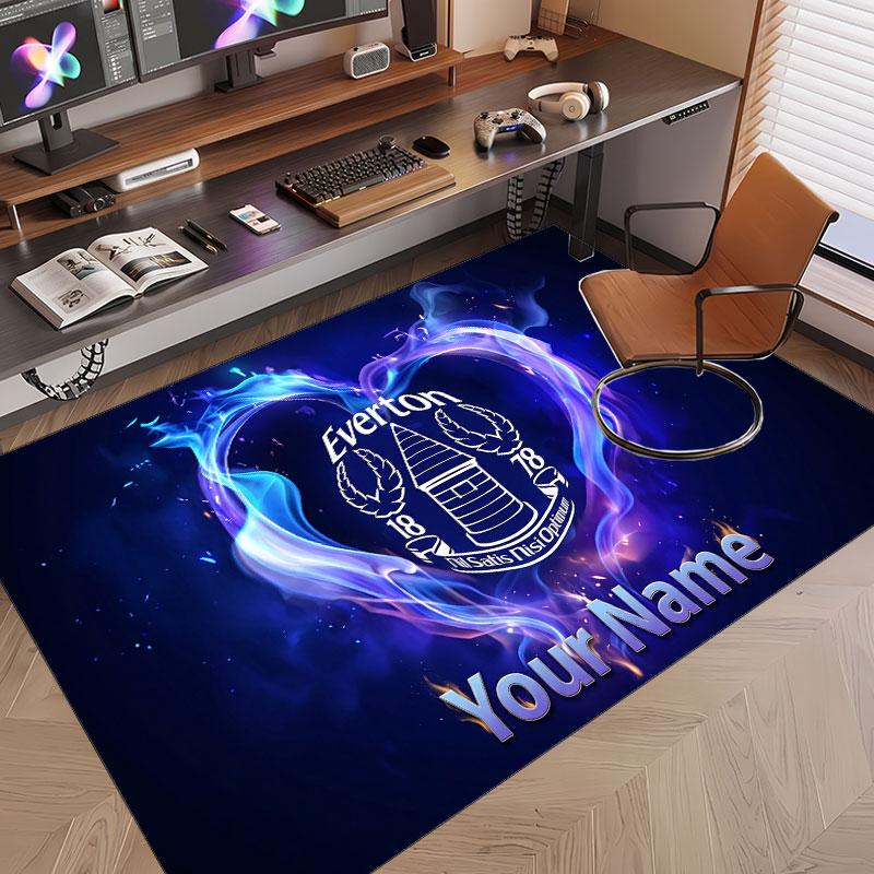 Custom Rug Everton FC Pattern Print Name Text Soft Non‑Slip Floor Carpet for Home Indoor Decoration