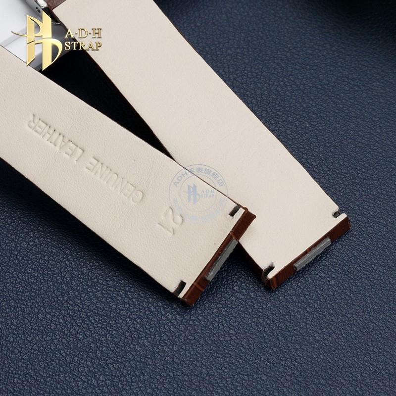 18mm Uhrenarmband 21mm für Car-tier Uhr W2006951 WH100751 Sandoz Santos Mechanisches Rindsleder mit Stahl-Kopf-Endglied Genarbtes Armband