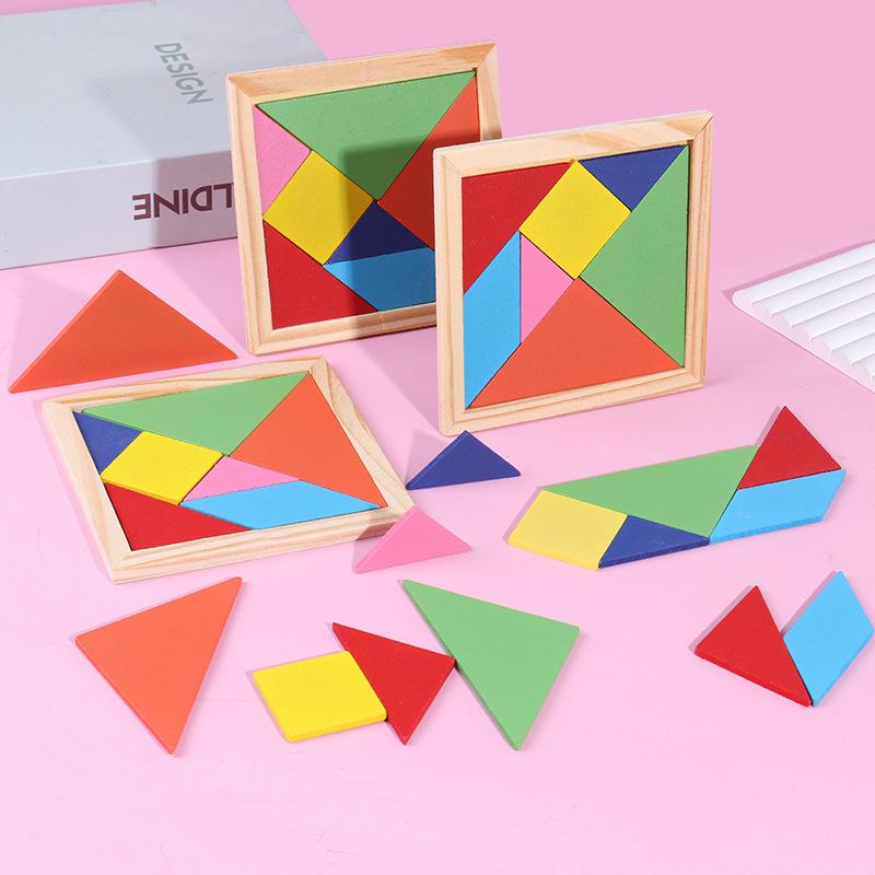 Buntes Holz-Tangram-Set zur Gehirnentwicklung für die Früherziehung