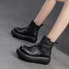Johnature Retro Breathable Hollow-out Summer Boots Genuine Leather Short Boots Versatile Women's Flat Platform Shoes
