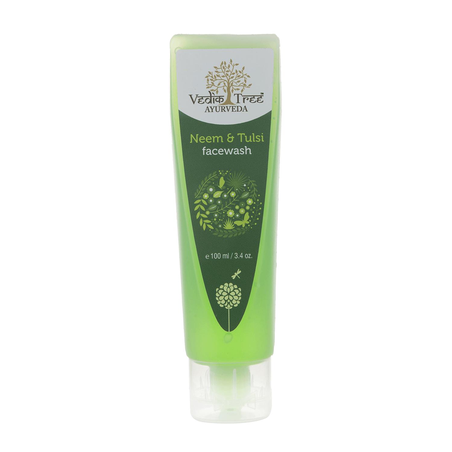Гель для умывания с Нимом и Тулси (100 мл), Neem & Tulsi Facewash,  Vedik Tree 5.875