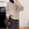 Single-breasted simple wind knitted sweater jacket autumn and winter new loose soft waxy round neck versatile sweater cardigan women