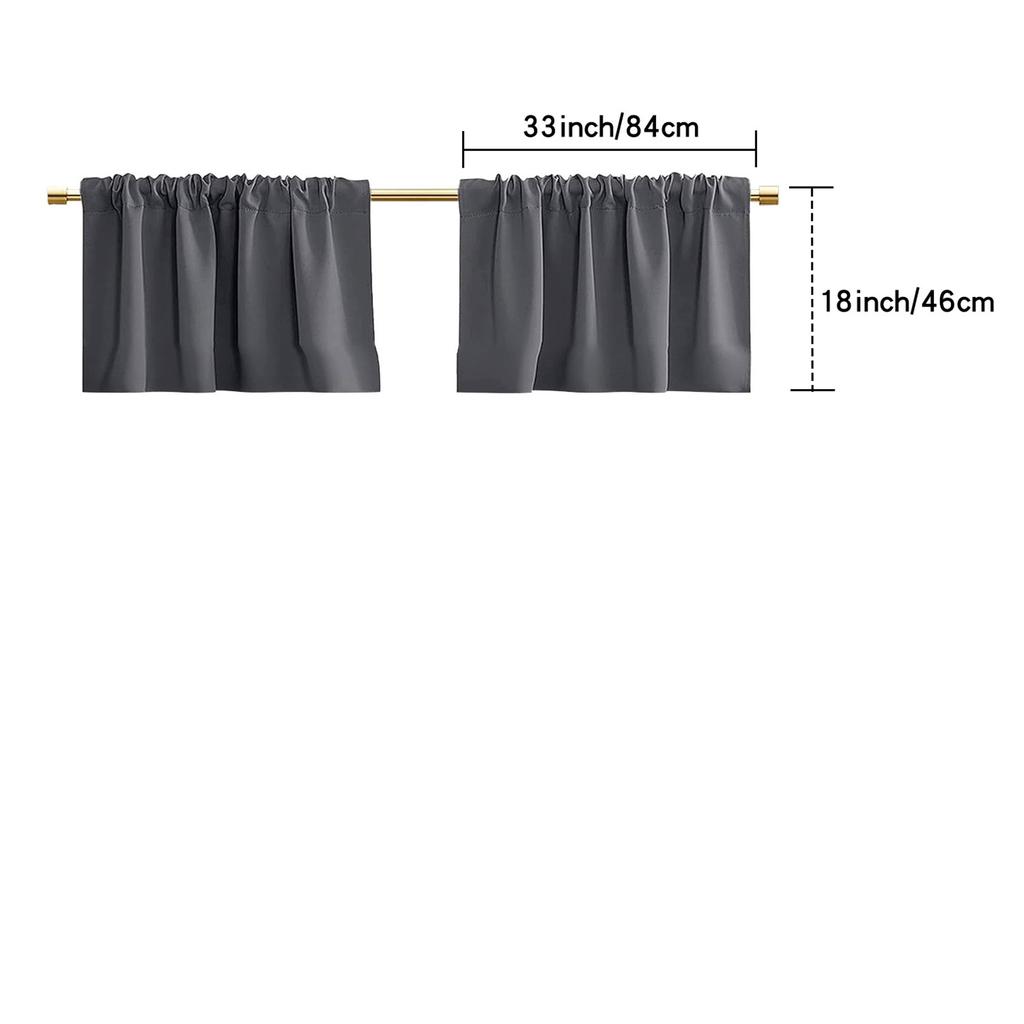 2 Panels Short Curtains for Kitchen RV Curtain Tiers 100% Blackout Drapes Rod Pocket Light Block Privacy Small Window Curtains