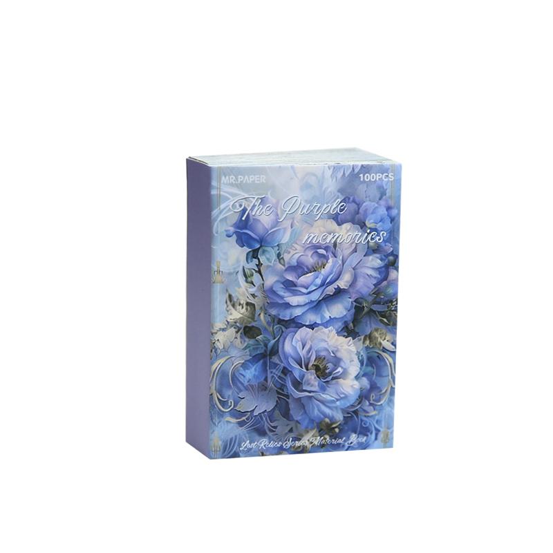 100 pcs/book Retro Material Paper Aestheti Scrapbooking DIY Decorate Journaling Vintage Stationery Aesthetic Plants Manuscript