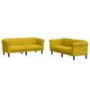 2 Piece Yellow Velvet Sofa Set