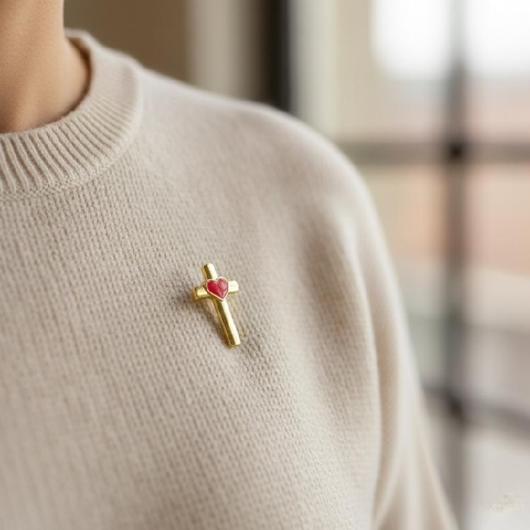 Pack of 10 Enamel Crosses Heart Pin Brooch Unisex Lapel Accessory Clothing Accessories for Celebration Event