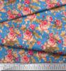 Soimoi Japan Crepe Satin Stoff Sjekk, Blader & Rose Blomstertrykk Sy Stoff meter 42 tommer