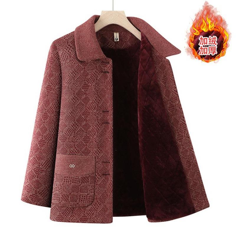 

Осенне-зимние пальто, бархатные термотопы, бабушки, лацканы, универсальная верхняя одежда, одежда для пожилых, пожилые женщины 5XL [recommended 150-80kg]