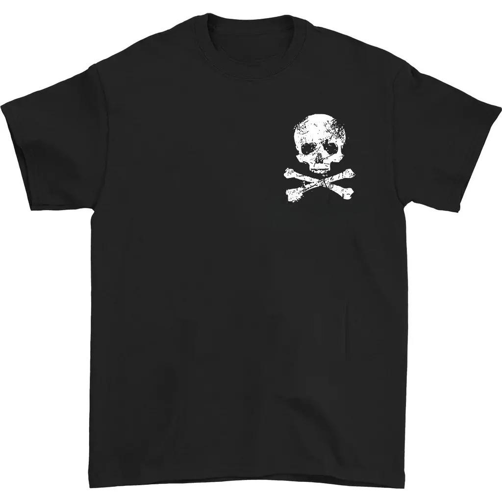 Tricou de vară negru pentru bărbați, 100% bumbac pur, mărime plus, cu imprimeu craniu, gât rotund, stradă hip-hop, de înaltă calitate, cu mânecă scurtă