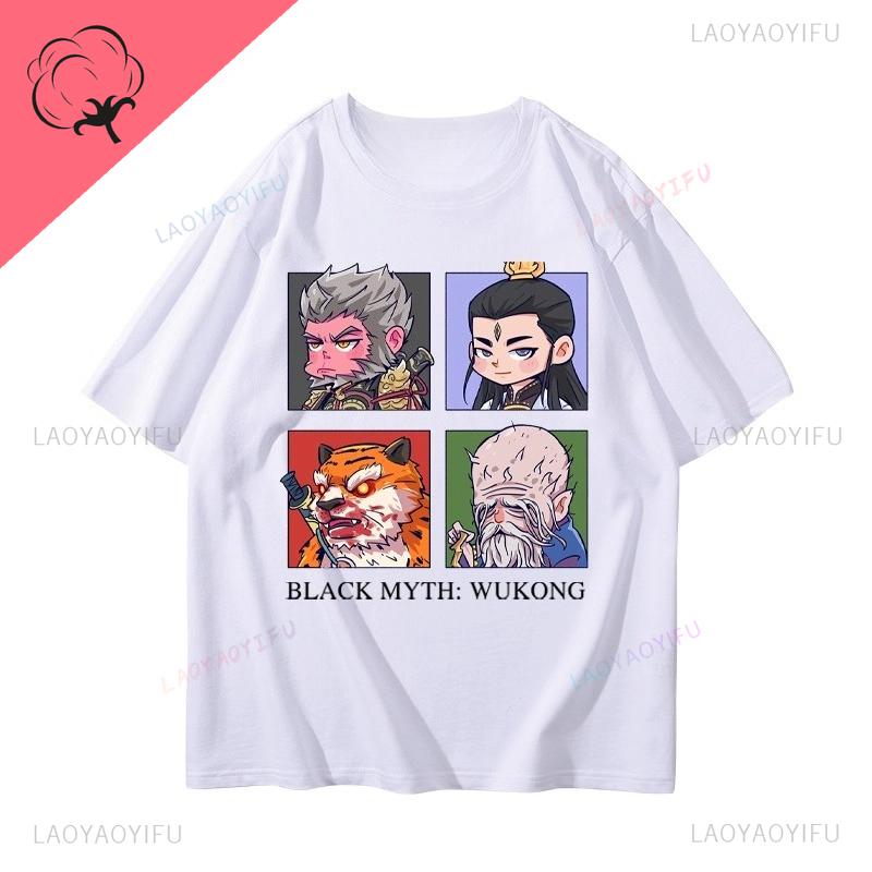 Black Myth WuKong Tshirt Gamer Cotton Crewneck Unique Harajuku Hot Sale Fashion Funny Short Sleeve Printed Goth Y2k Clothes