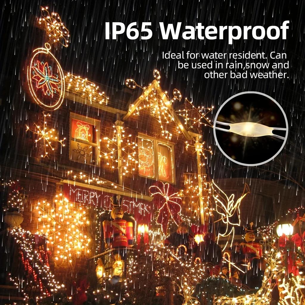 Solar LED Fairy String Lights Waterproof Copper Wire Garden Patio Christmas Decoration With 8 Modes
