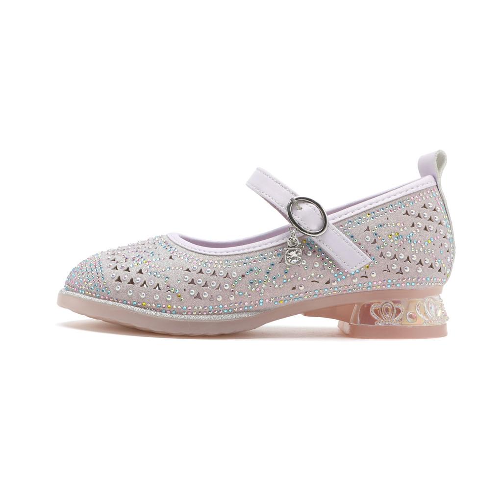 Spring and Autumn Shachi Middle Aged Girls Sweet Diamond Pearl Glitter Low Heel Princess Shoes Leather Shoes