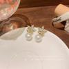Gentle Temperament Pearl Flower Earrings Women's Retro Personality Flash Diamond Stud Earrings Popular Earrings