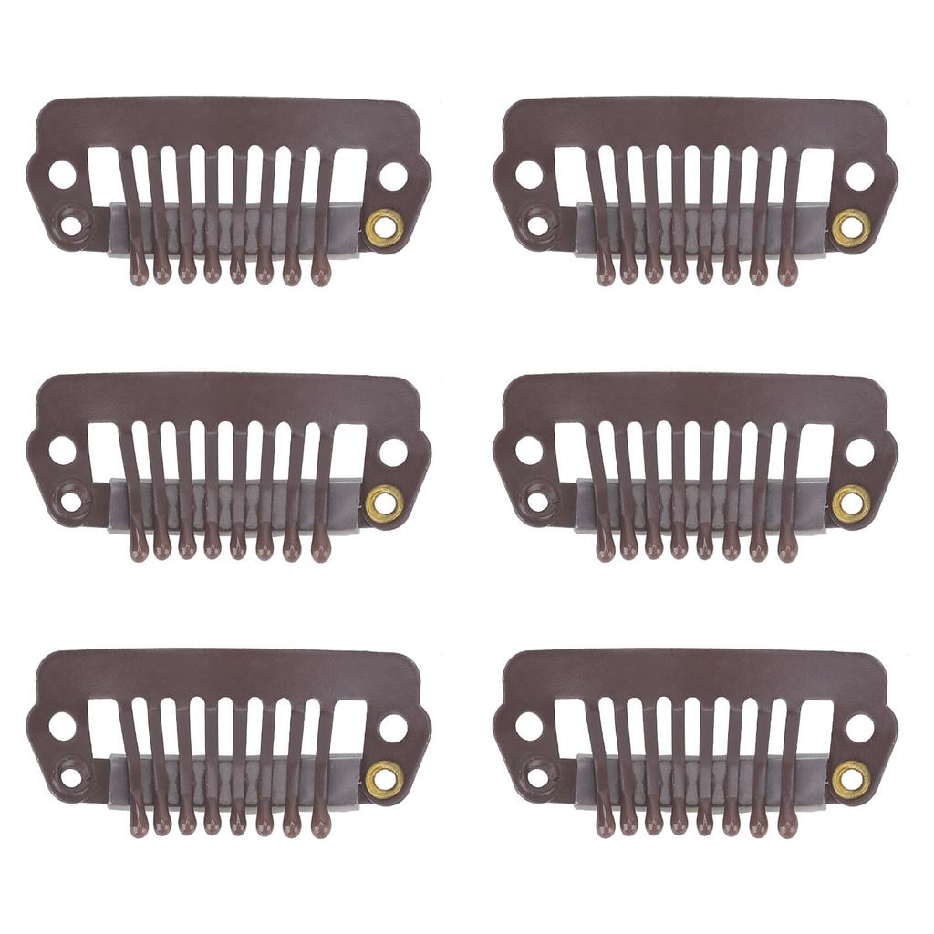 50pcs 8 Tips 8 Teeth Snap Comb Wig Clips Stainless Steel Snap Clips with Rubber Hair Grips for Hair Extension Wigs