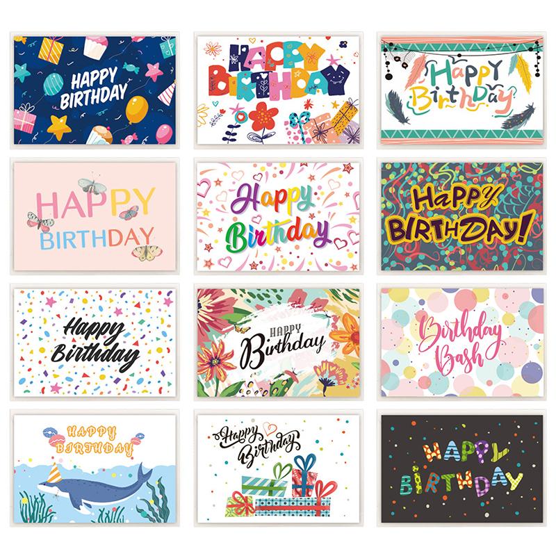 24 Pack Birthday Cards, Envelopes, And Stickers | 4X6 Inch Happy Birthday Cards Bulk For Family, Kids, Friends, Work
