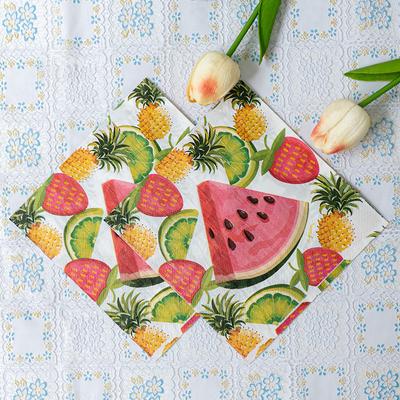 20 Stück/Packung 33cm 2-lagige Servietten mit Wassermelonen-, Ananas-, Zitronen-Frucht-Druck, Partydekoration, Blume, Einweg-Papier-Platzsets, Schmetterling, Bart-Papier