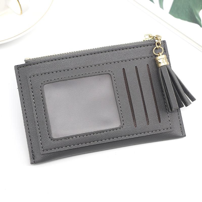 IELGY Повседневный простой однотонный кошелек для монет с кисточкой на молнии для женщин — фото 3