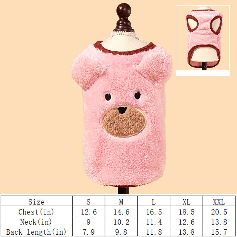 

New cute lamb velvet dog vest, cat and cat clothes, soft and comfortable, cotton and thickened pet clothes M розовый