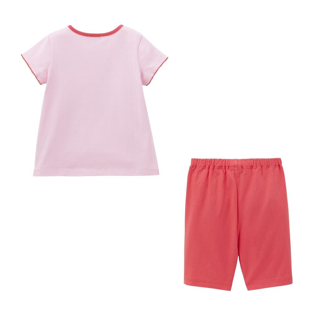 MIKIHOUSE HOT BISCUITS Short Sleeve Loungewear Set for Boys and Girls, Pink, 90cm, Product Code: 72-7302-681