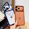 Plating Fold Glass Camera Stand Holder Clear Phone Case For iPhone 17 16 Pro Max 17 Air 16 Pro Ultra Thin Transparent Shockproof PC Cover