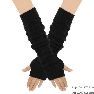 New Women'S Knitted Arm Warmers Gloves: Cable - Knit Design, Fingerless, Warm & Stylish For Autumn, Winter, Daily Wear, Office