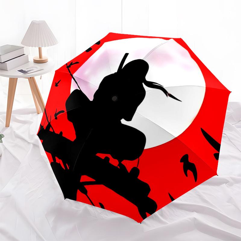 1pc Ninja Moon Automatic Folding Umbrella with 8 Bones, 3-Fold Compact Umbrella, Compact Design On-the-Go Essential, Casual Outdoor Accessor
