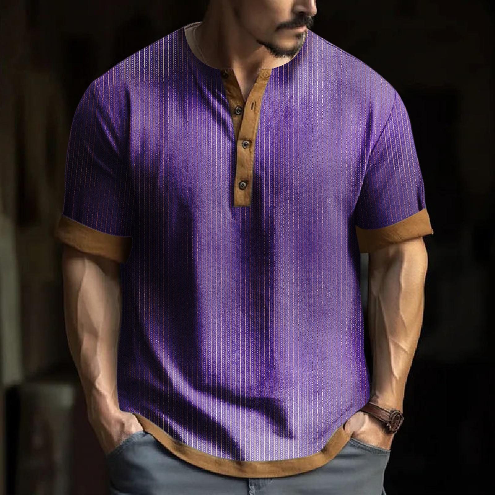 

Мужская модная футболка с коротким рукавом и вышивкой с коротким рукавом и принтом на весну и лето S фиолетовый