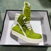 Minimalistische Qualität Grasgrün Rosshaar Echtleder Lässige Herren Pelzschuhe Damen High Top Pelzige Sneakers Ballerinas Stiefeletten