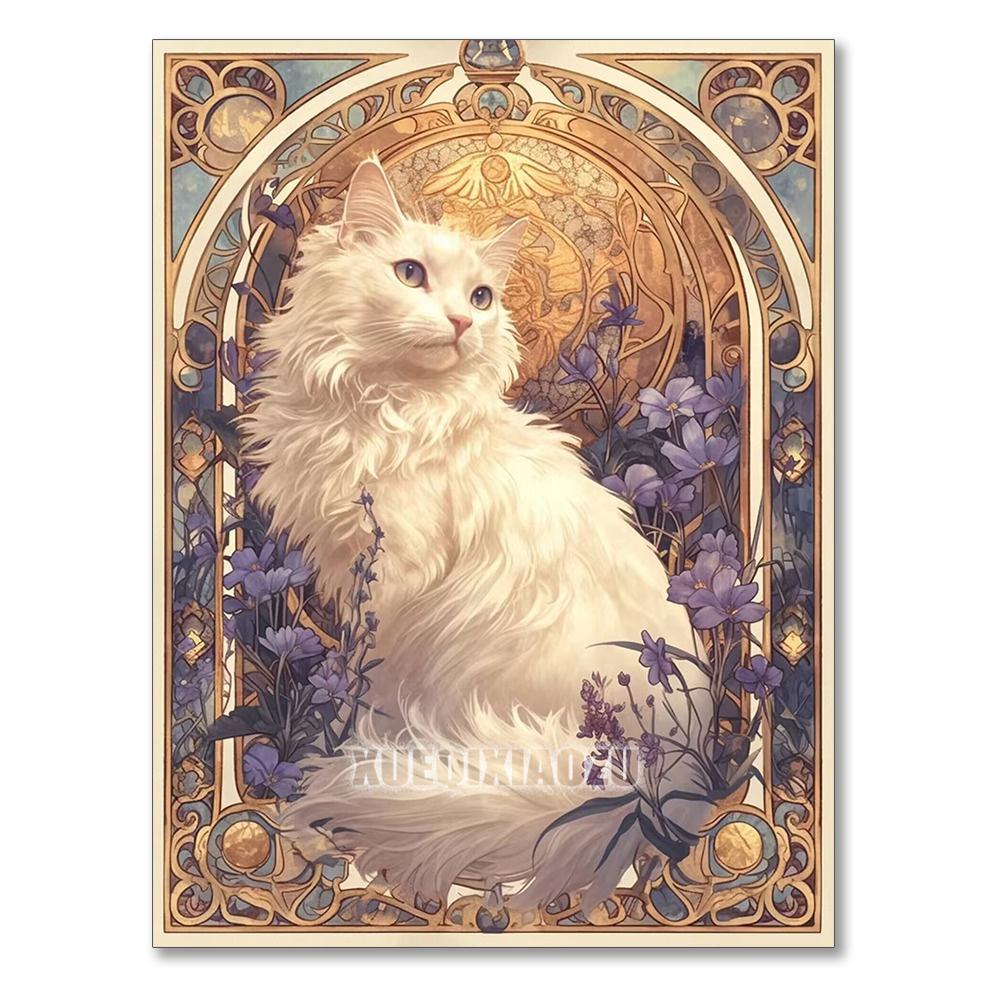 5D DIY Diamond Painting Embroidery Animal Cat Full Round Mosaic Flower Complete Kit Art Wall Decoration Handmade Gift