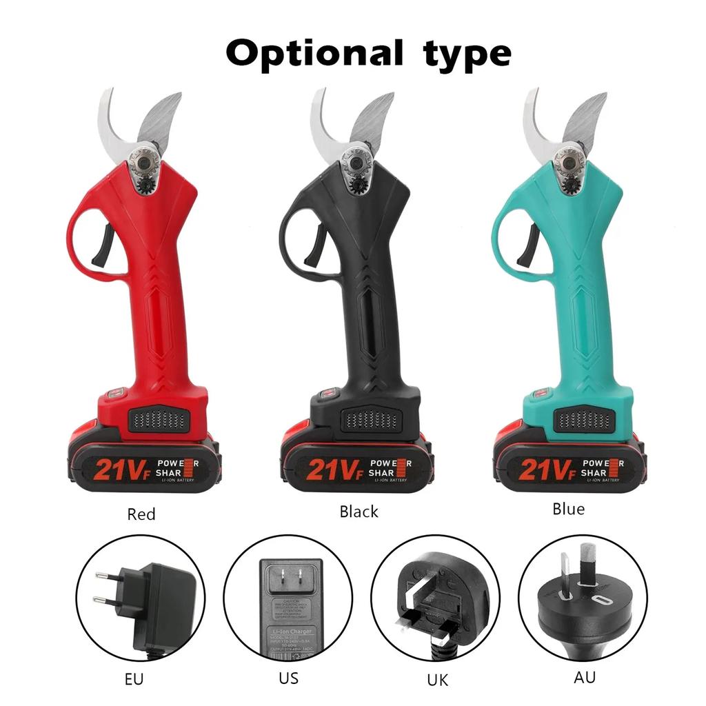 New Garden Scissors Cordless Electric Pruner 88VF 21V 30mm Electric Pruner Rechargeable Battery Pruning Shears Garden Cutter