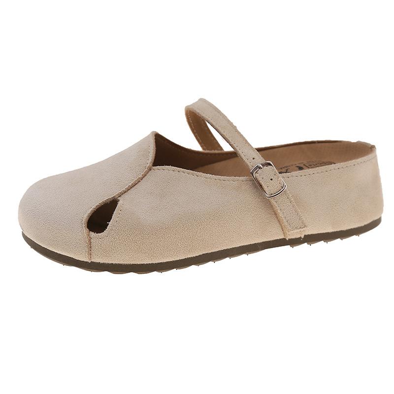 

Hollow temperament Baotou cool half slippers women s summer wear 2025 new summer lazy Chinese camellia Muller shoes 40 бежевый