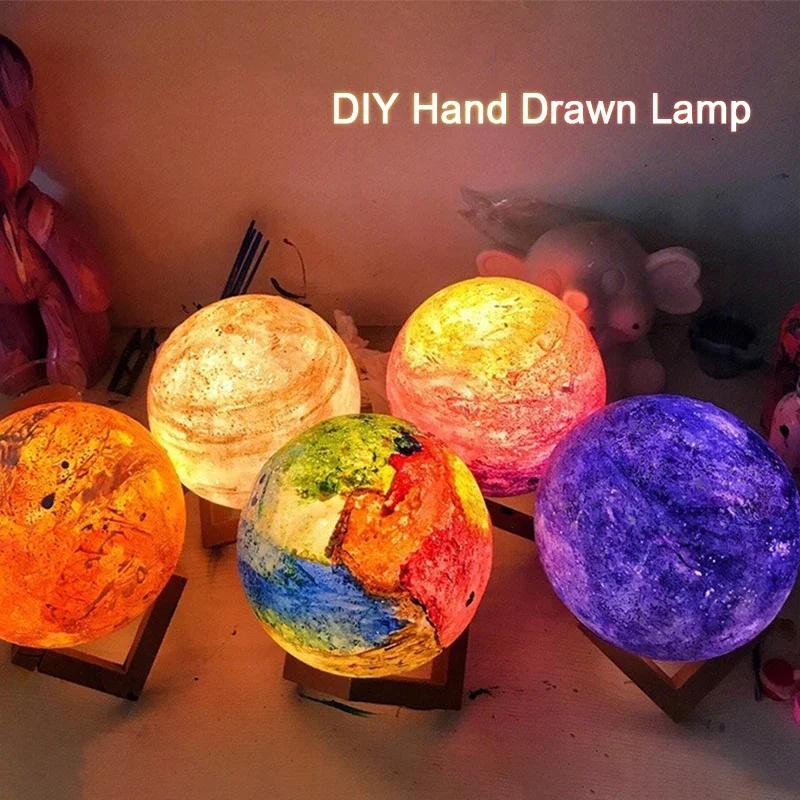 Lamp Moon LED Night Light Battery Powered With Stand Starry Lamp Bedroom Decor Night Lights Kids Gift Moon Lamp