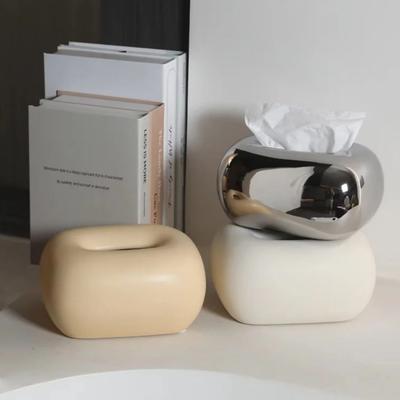 Nordische Crème Stijl Keramische Tissuebox Woonkamer Slaapkamer Koffie Bureau Decoratie Ornament Creatieve Tissuehouder Tissuebox