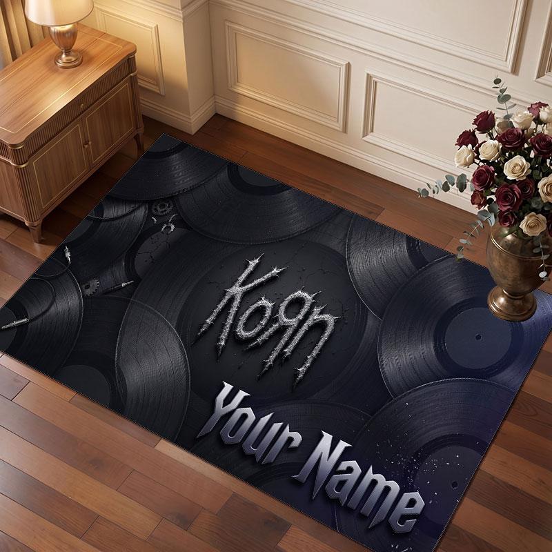 Korn Personalized Crystal Velvet Carpet, Customized Name Text Soft Anti‑Slip Rug for Living Room Bedroom
