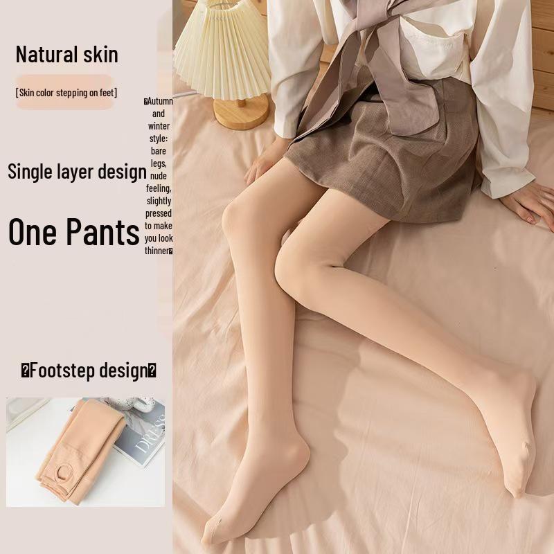 Damen Fleece-gefütterte hautfarbene Strumpfhose: Blickdicht, Dick, Nacktes-Bein-Look für Frühling, Herbst und Winter.