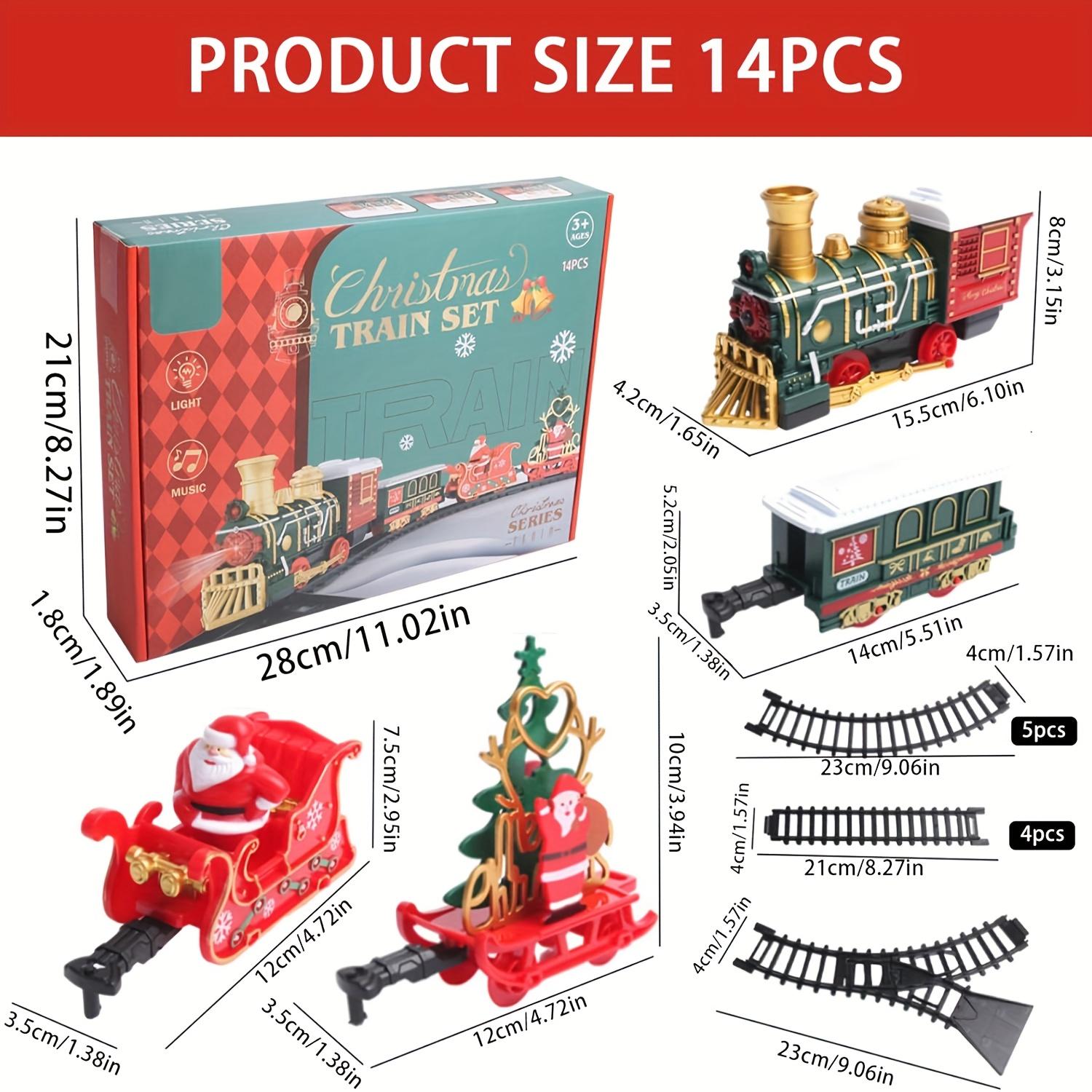 

Christmas Tree Electric Train Tracks Set Santa Claus Cargo Cars With Xmas Sounds Lights Adjustable Toys For Adult New Year Gift
