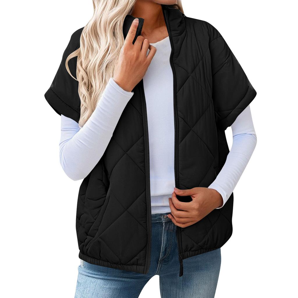 Women's Fashion Light Jacket Stand Collar Multicolor Zipper Button Coat