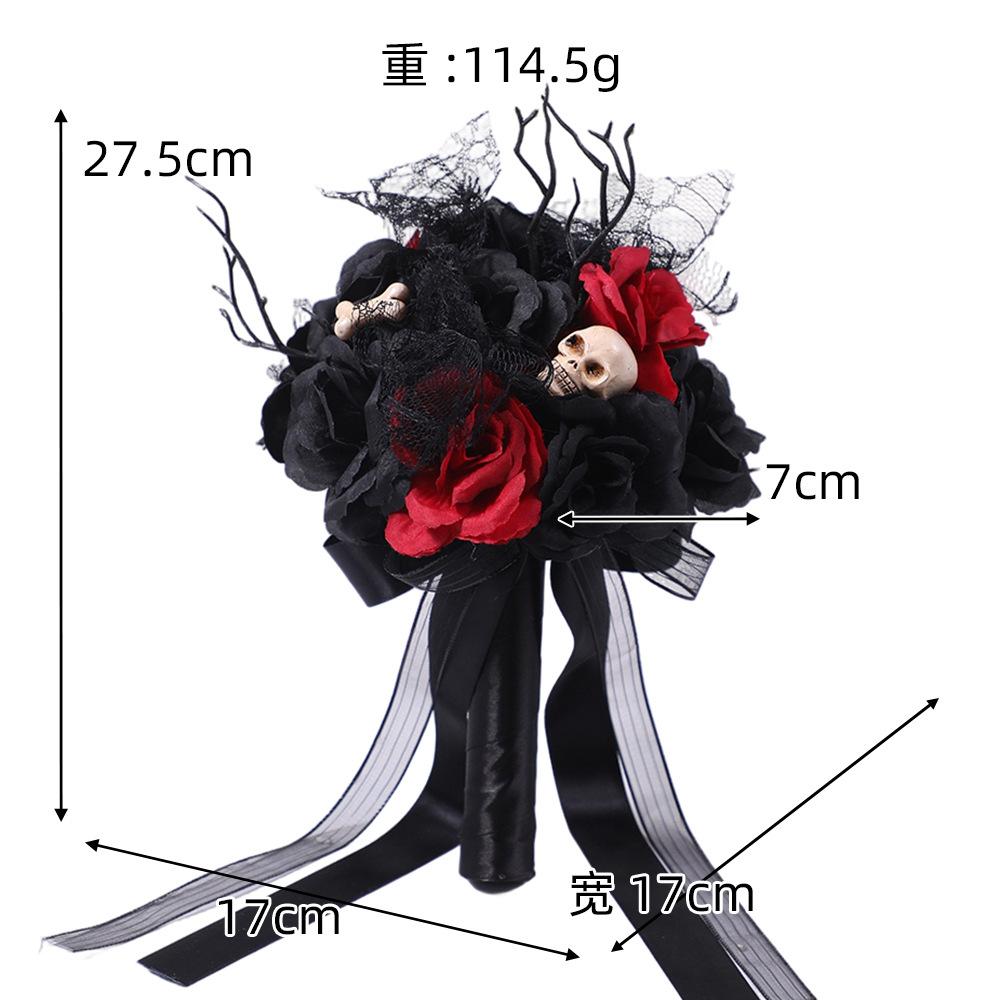 Halloween Bouquet Dark Gothic Bridal Skull Flower Arrangement Day of the Dead Home Decor