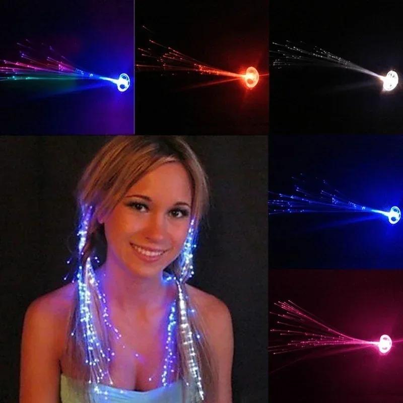 2er Pack LED Glasfaser Leuchten Mehrfarbig Haarspangen LED Haarleuchten Weihnachtsdekoration Neon Party