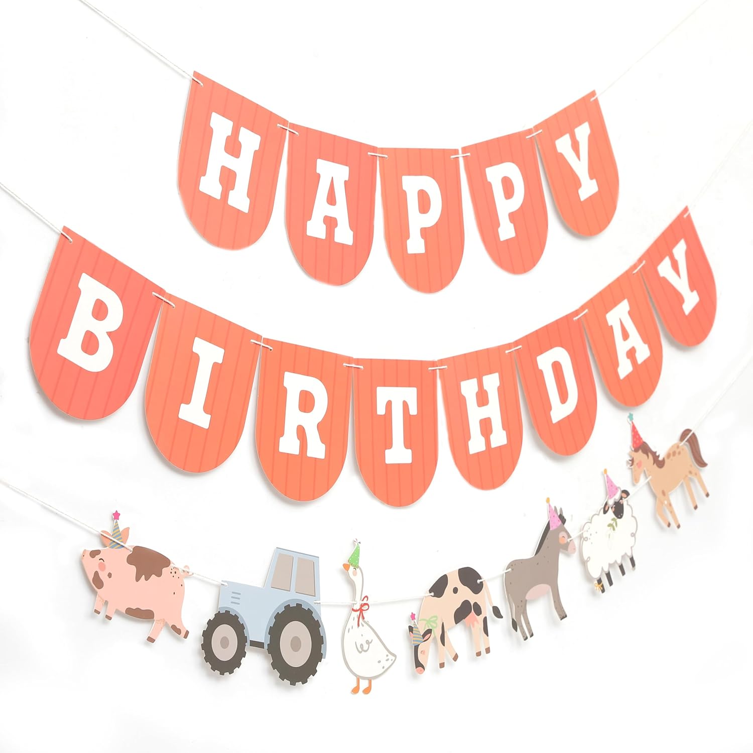 Farm Happy Birthday Banner - Kids Farmyard Birthday Party Decorations, Farm Animals Party Supplies, Happy Birthday Banner with Tractor, Farm Theme