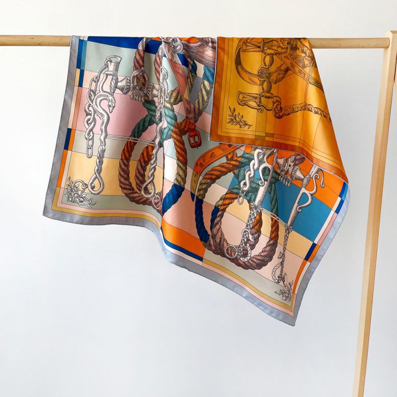 Double-sided Twill Scarf Women's Printed Scarf European and American Headscarf Retro Big Scarf Shawl