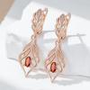Trendige Lange Hängende Ohrringe Für Damen Mode Roségold Farbe Roter Natürlicher Zirkon Accessoires Täglicher Feinschmuck