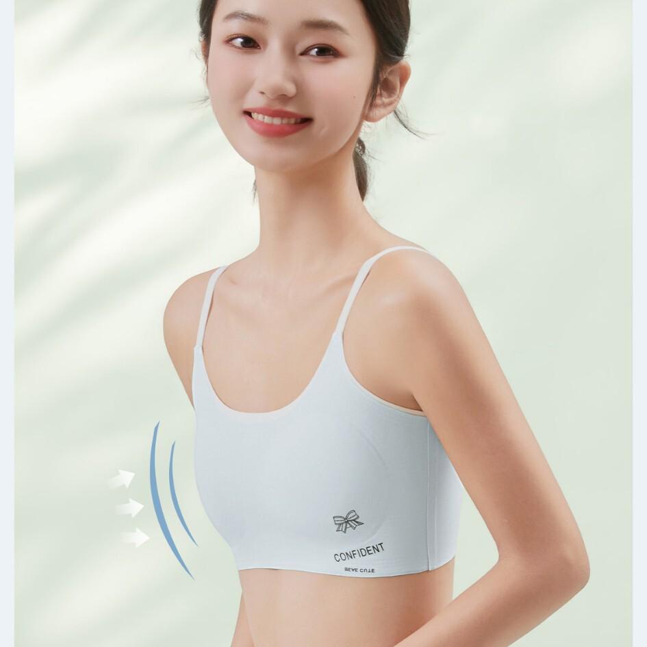 Youth Seamless Training Bra: Soft, Fixed Padded Cups, Adjustable Straps, No Underwire, Student Vest Innerwear for All Puberty Stages.
