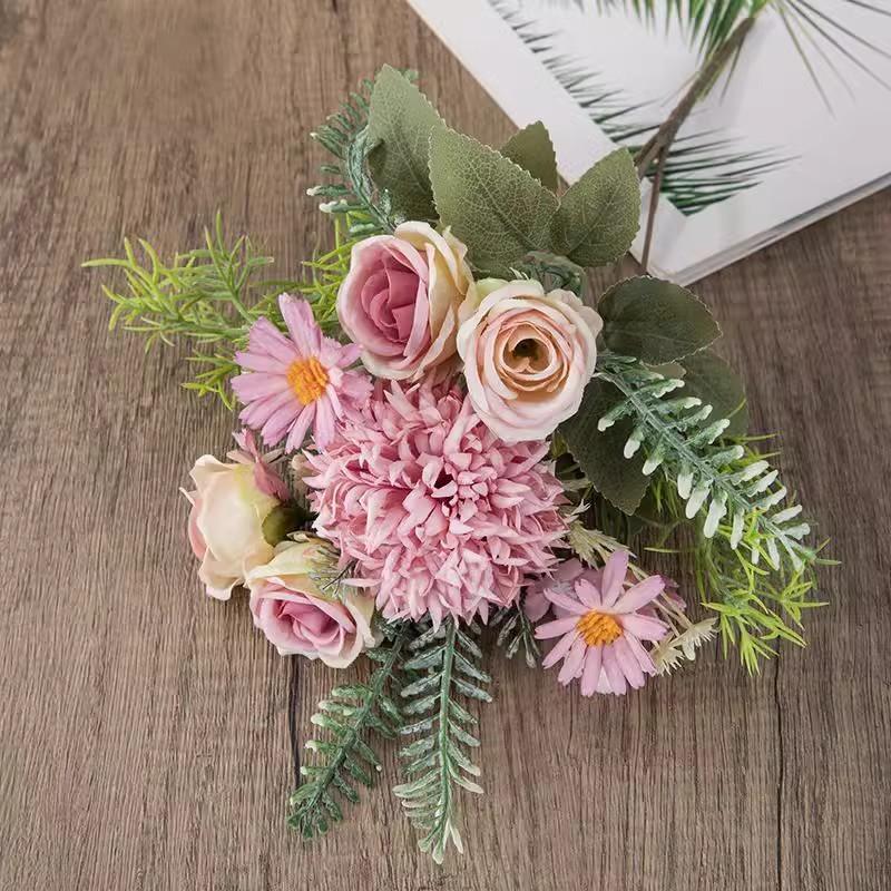 

Искусственная роза гортензия 7-ветвистый пион комбинированный букет, свадебный букет, домашние искусственные цветы, искусственные цветы фиолетовый