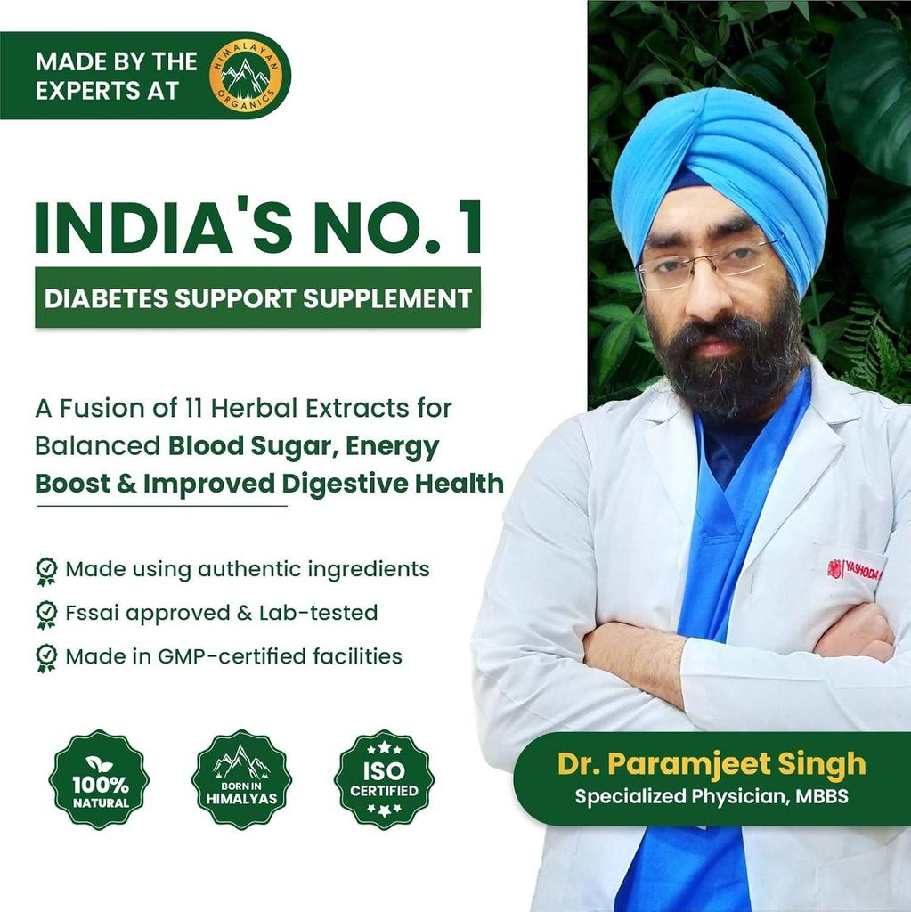 Vlado's Himalayan Organics Diabetes Support Supplement 60 Veg Capsules Herbal Blood Sugar Support Formula